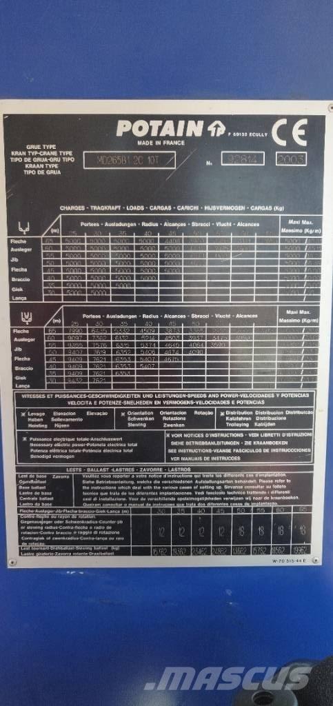 Potain MD265 Turmdrehkrane