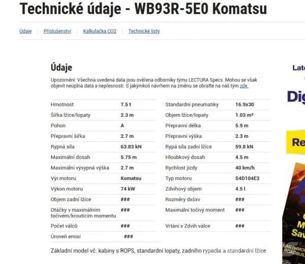 Komatsu WB 93 R Baggerlader