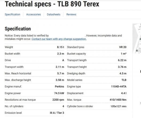 Terex TLB 890 Baggerlader