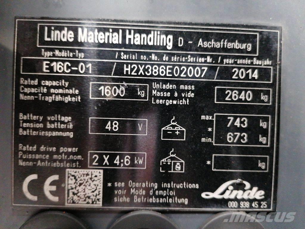 Linde E16C-01 Elektrostapler