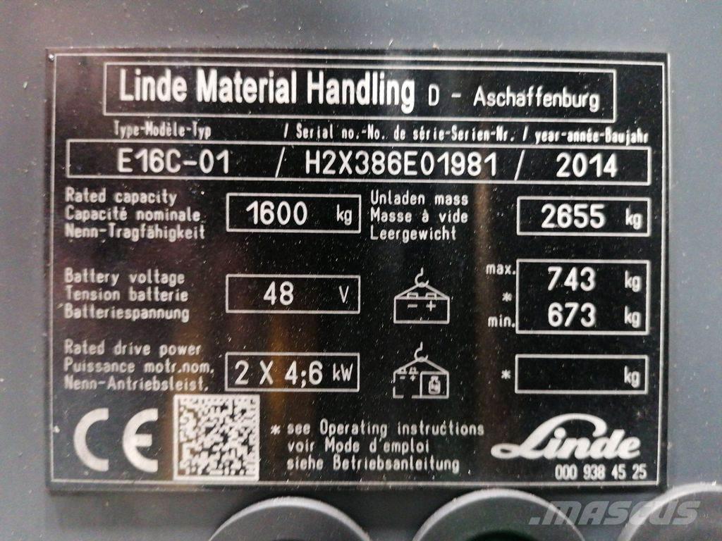 Linde E16C-01 Elektrostapler