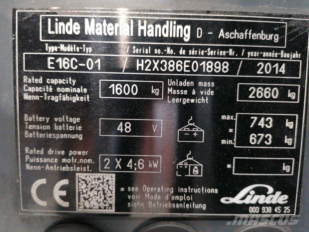 Linde E16C-01 Elektrostapler