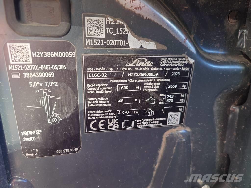 Linde E16C/386-02 Elektrostapler