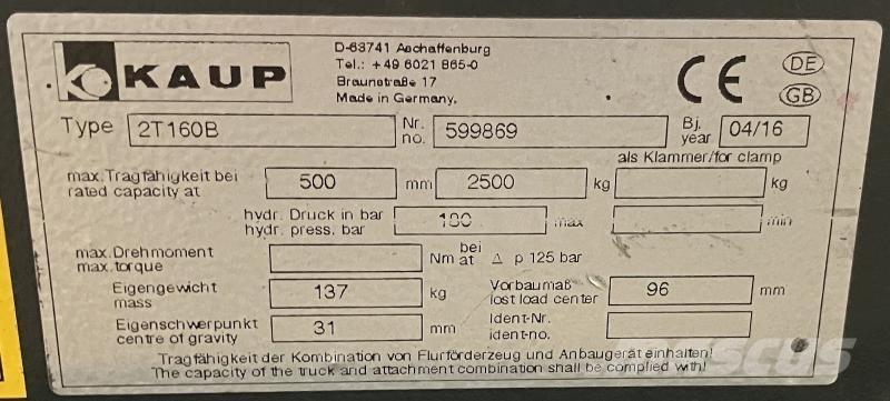Kaup 2T160B Andere Ausstattung und Zubehör