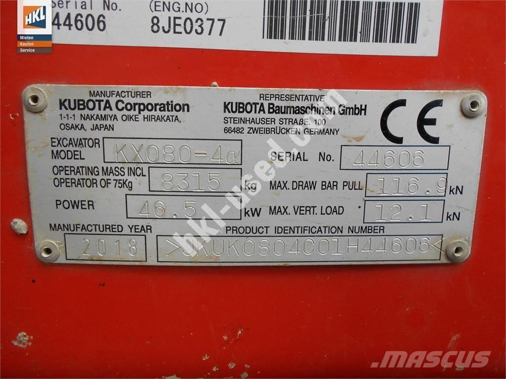 Kubota KX 080-4 Minibagger < 7t