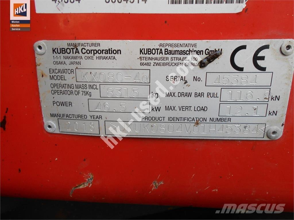 Kubota KX 080-4 Minibagger < 7t