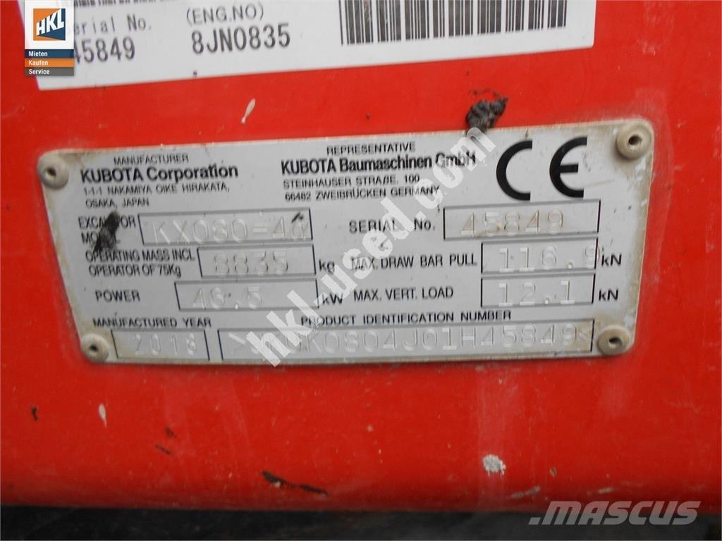 Kubota KX 080-4 Minibagger < 7t