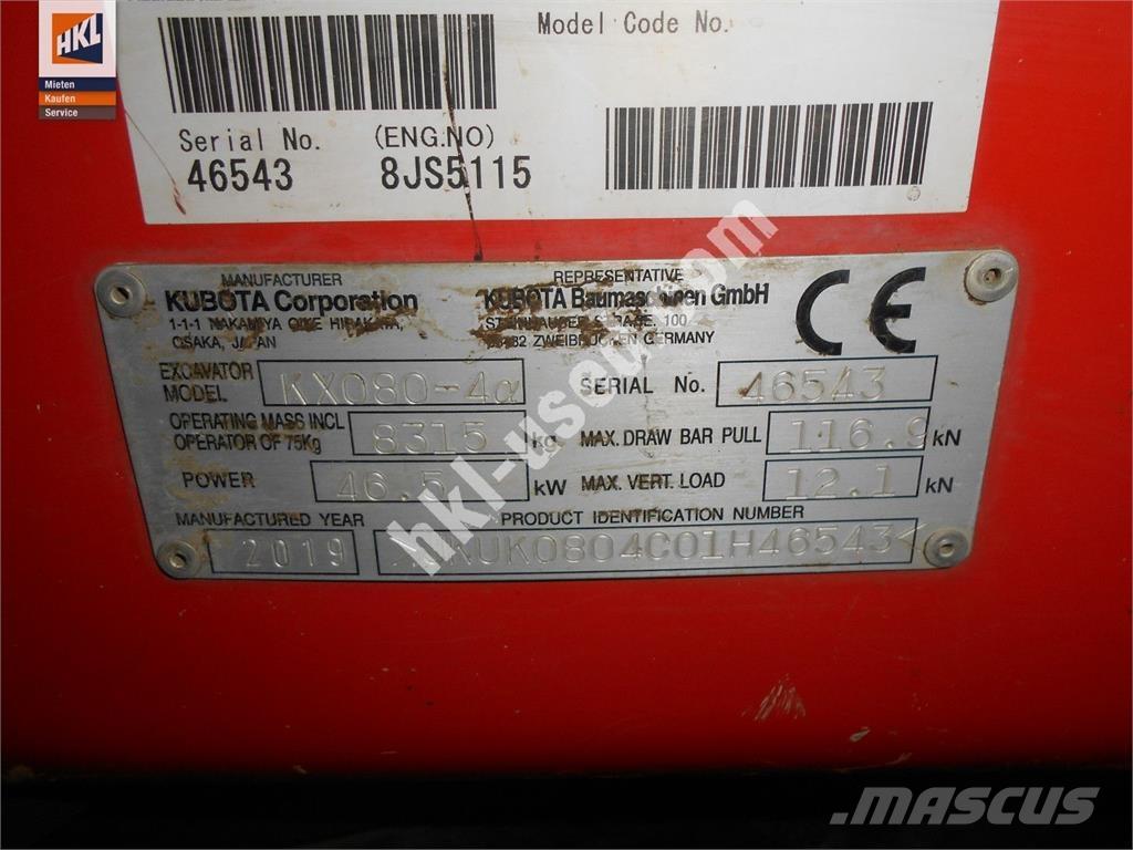 Kubota KX 080-4 Minibagger < 7t