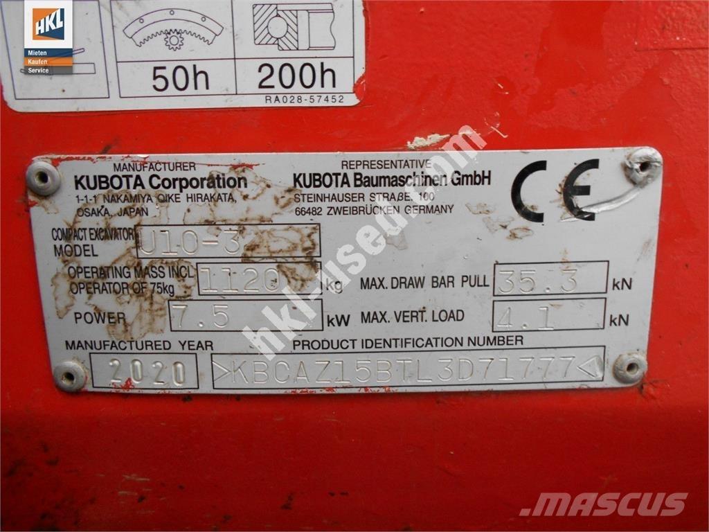 Kubota U 10-3 Minibagger < 7t