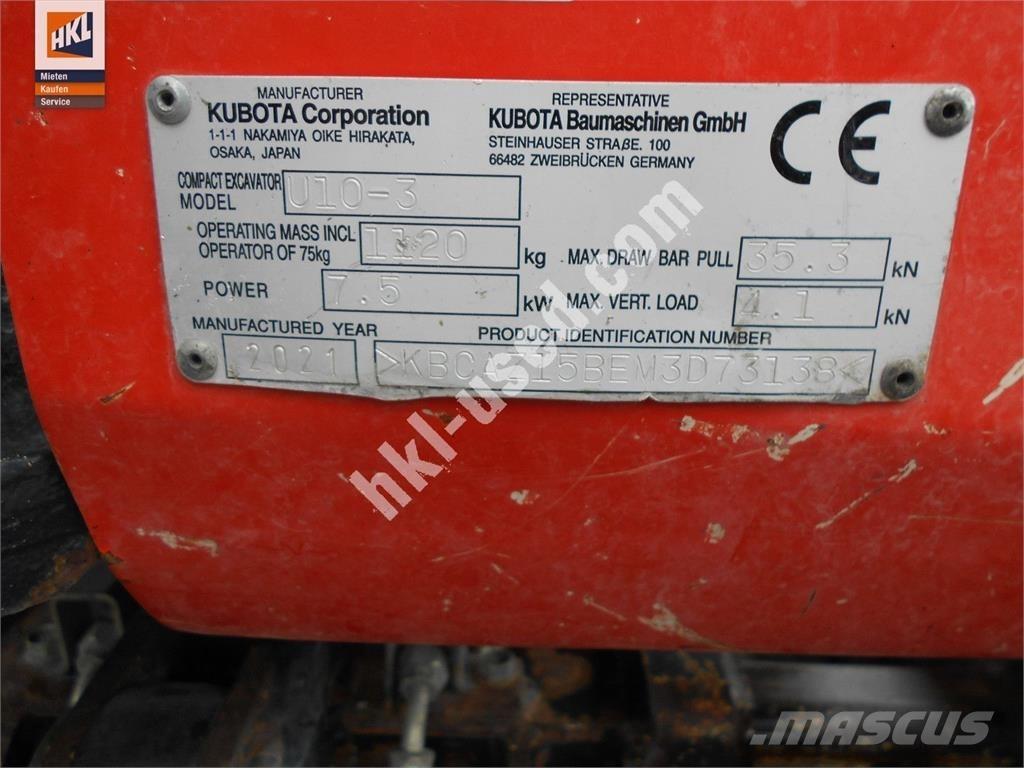 Kubota U 10-3 Minibagger < 7t