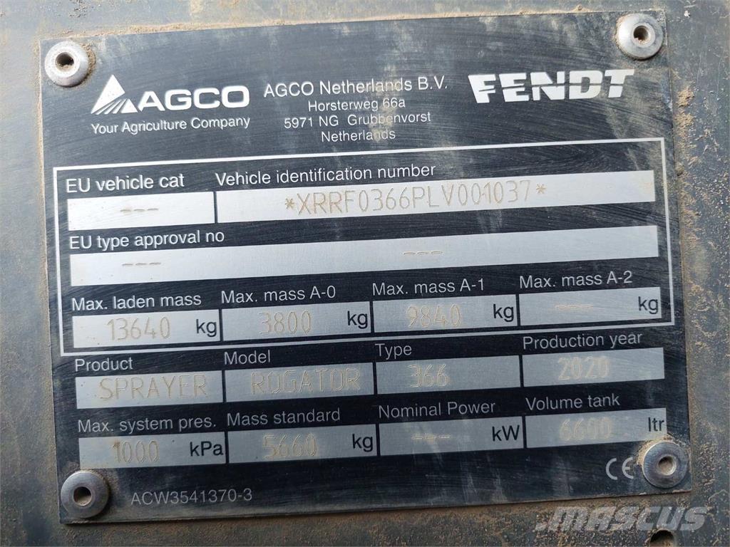 Fendt ROGATOR 366 Anhängespritzen