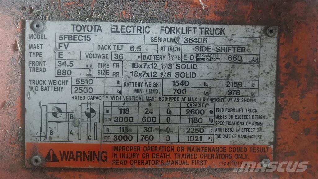 Toyota 5FBEC15 Sonstige Baumaschinen