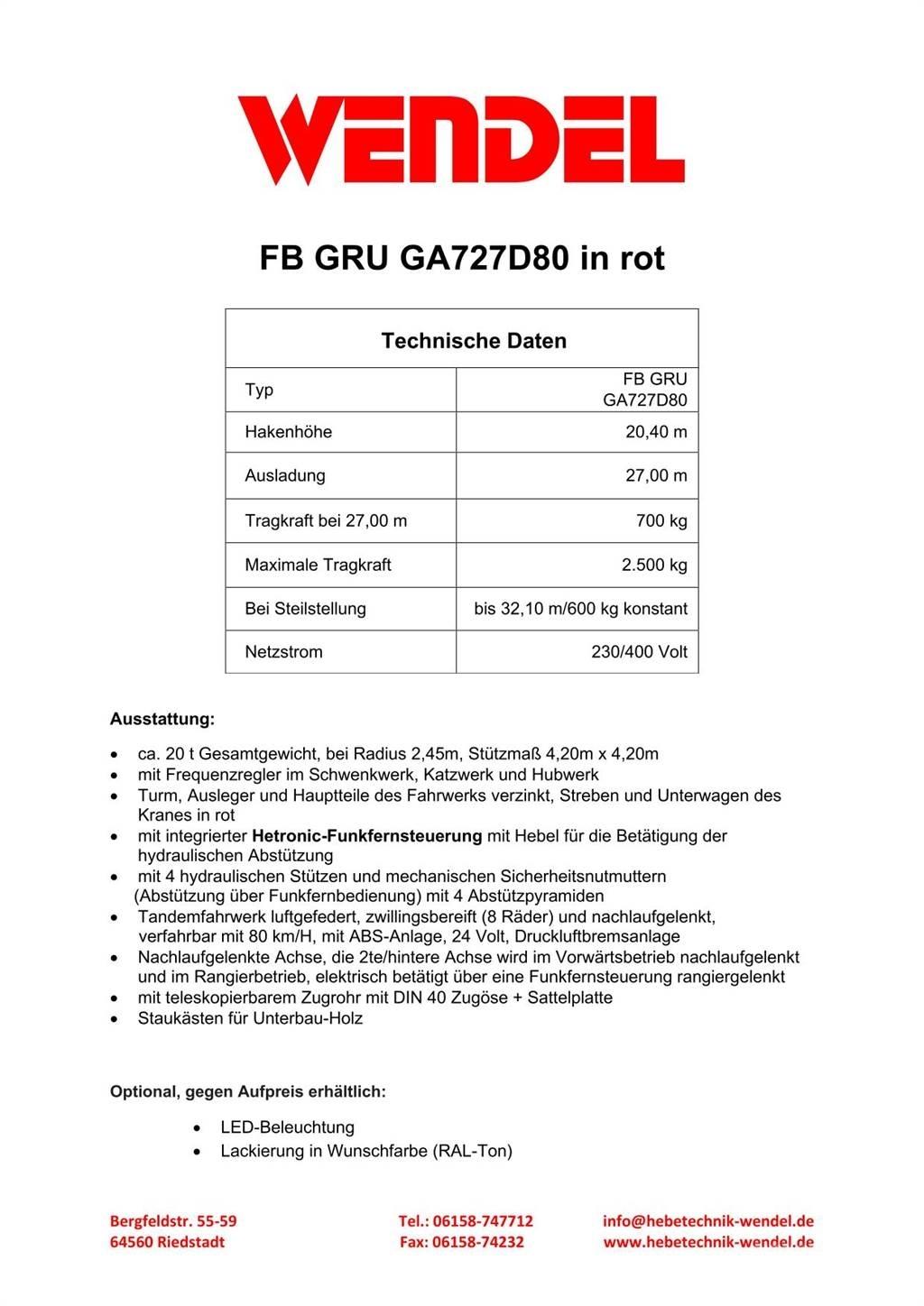 FB GRU GA727D80 Turmdrehkrane