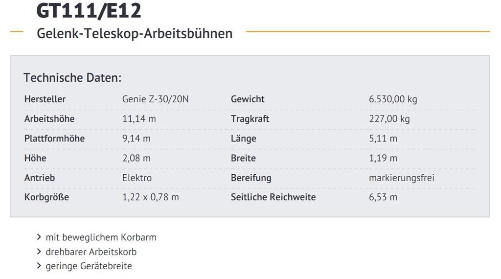 Genie Z-30/20 N Gelenkteleskoparbeitsbühnen