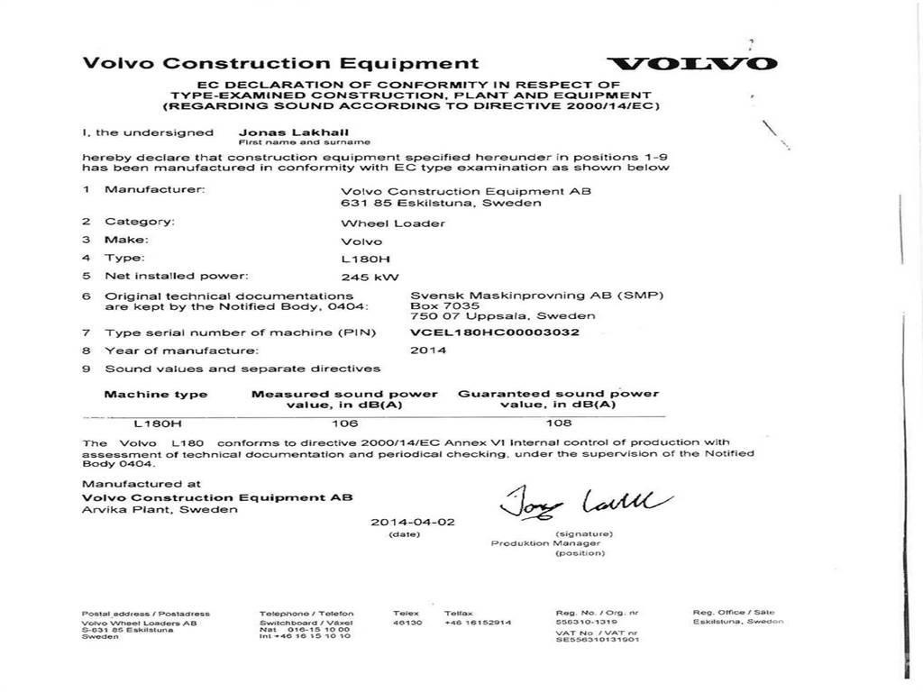 Volvo L180H Radlader