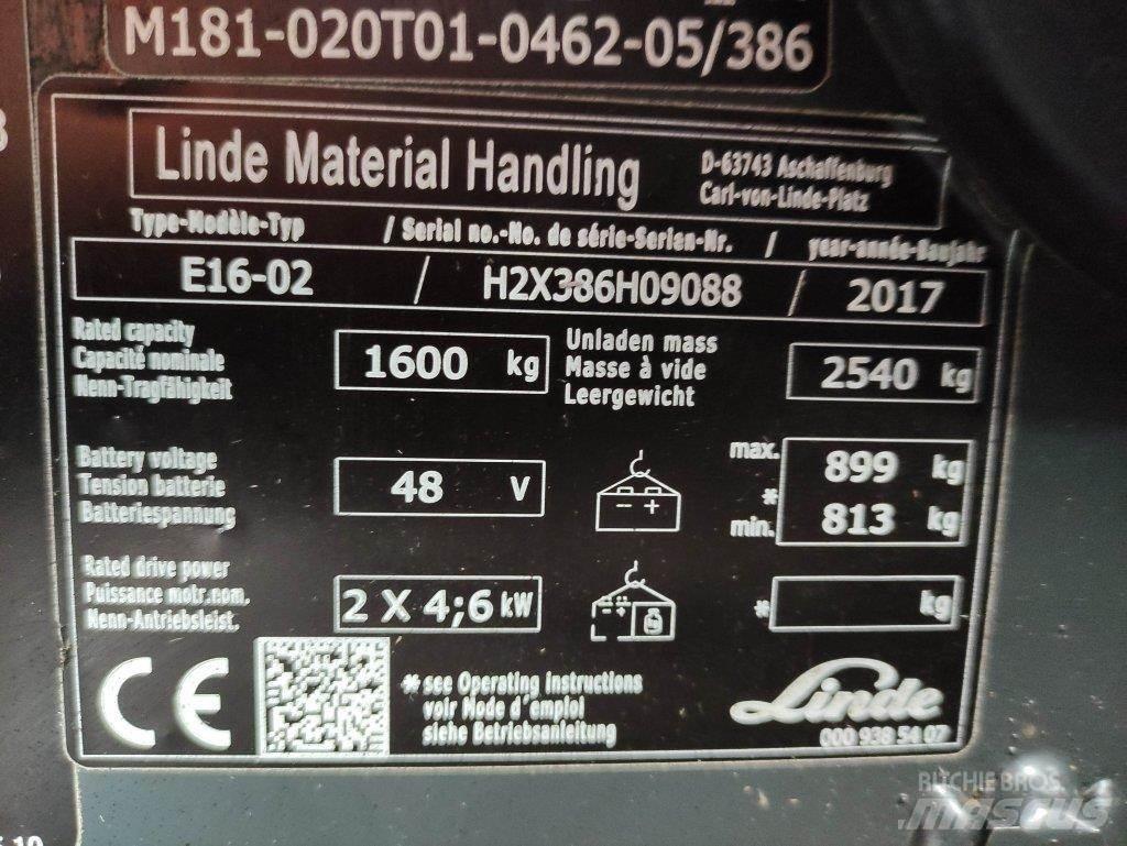 Linde E16-02-386 Elektrostapler