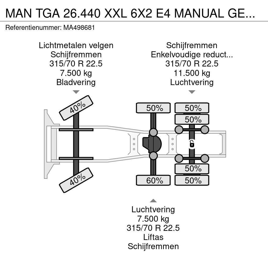 MAN TGA 26.440 XXL 6X2 E4 MANUAL GEAR - TIPPER HYDRAUL Sattelzugmaschinen
