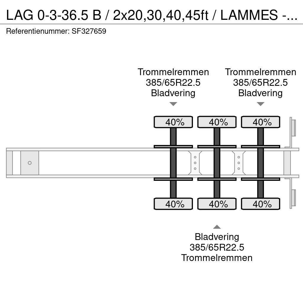 LAG 0-3-36.5 B / 2x20,30,40,45ft / LAMMES - BLAT - SPR Containerauflieger