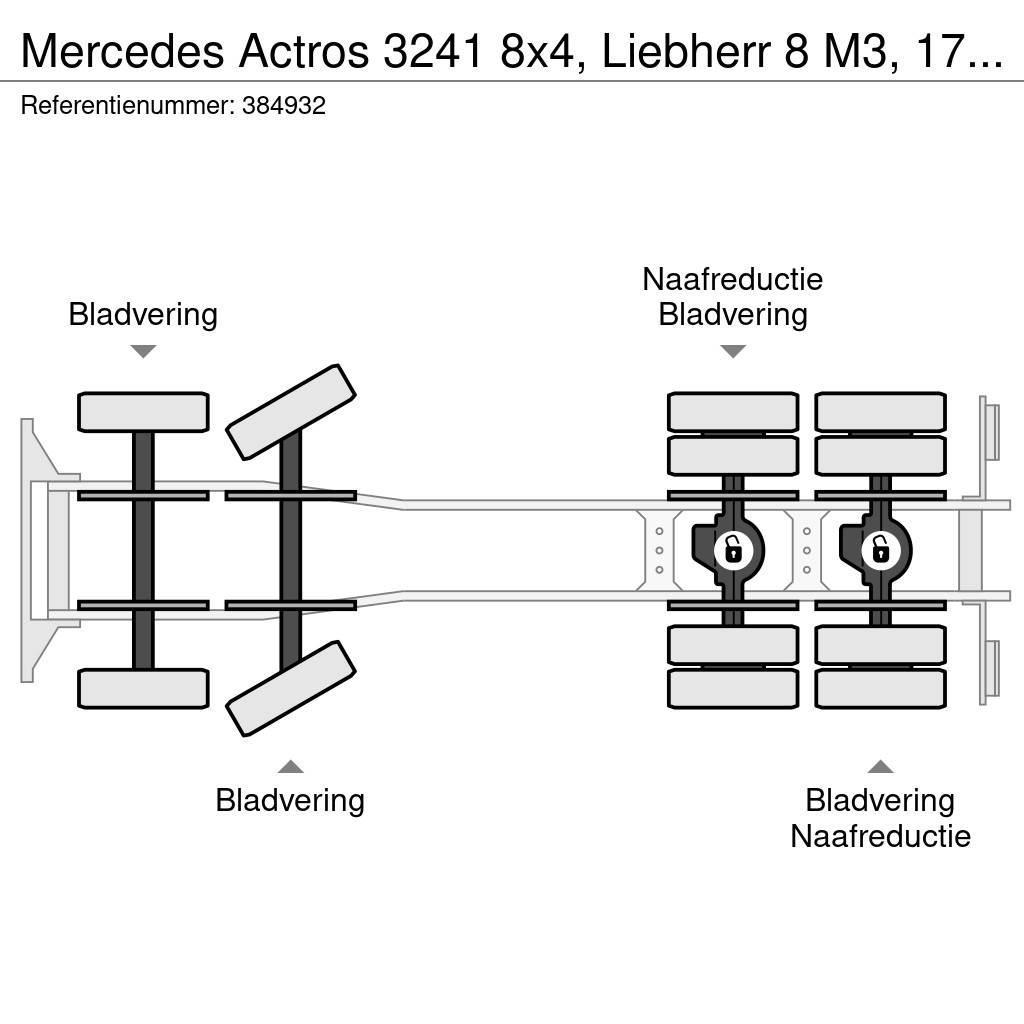 Mercedes-Benz Actros 3241 8x4, Liebherr 8 M3, 17 mtr belt, Remot Betonmischer