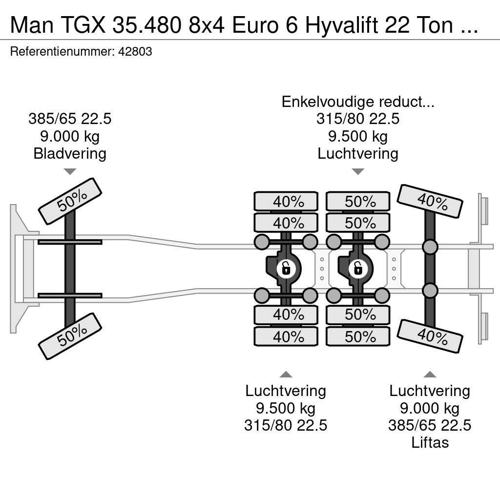 MAN TGX 35.480 8x4 Euro 6 Hyvalift 22 Ton haakarmsyste Abrollkipper