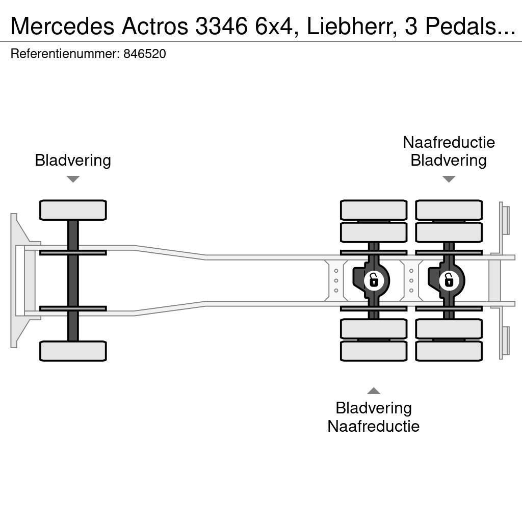 Mercedes-Benz Actros 3346 6x4, Liebherr, 3 Pedals, Steel suspens Betonmischer