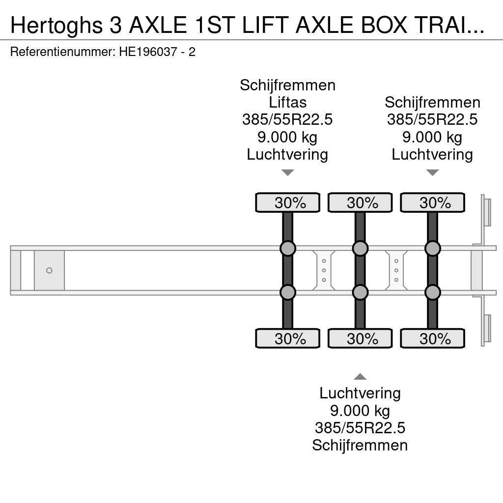  Hertoghs 3 AXLE 1ST LIFT AXLE BOX TRAILER Kofferauflieger