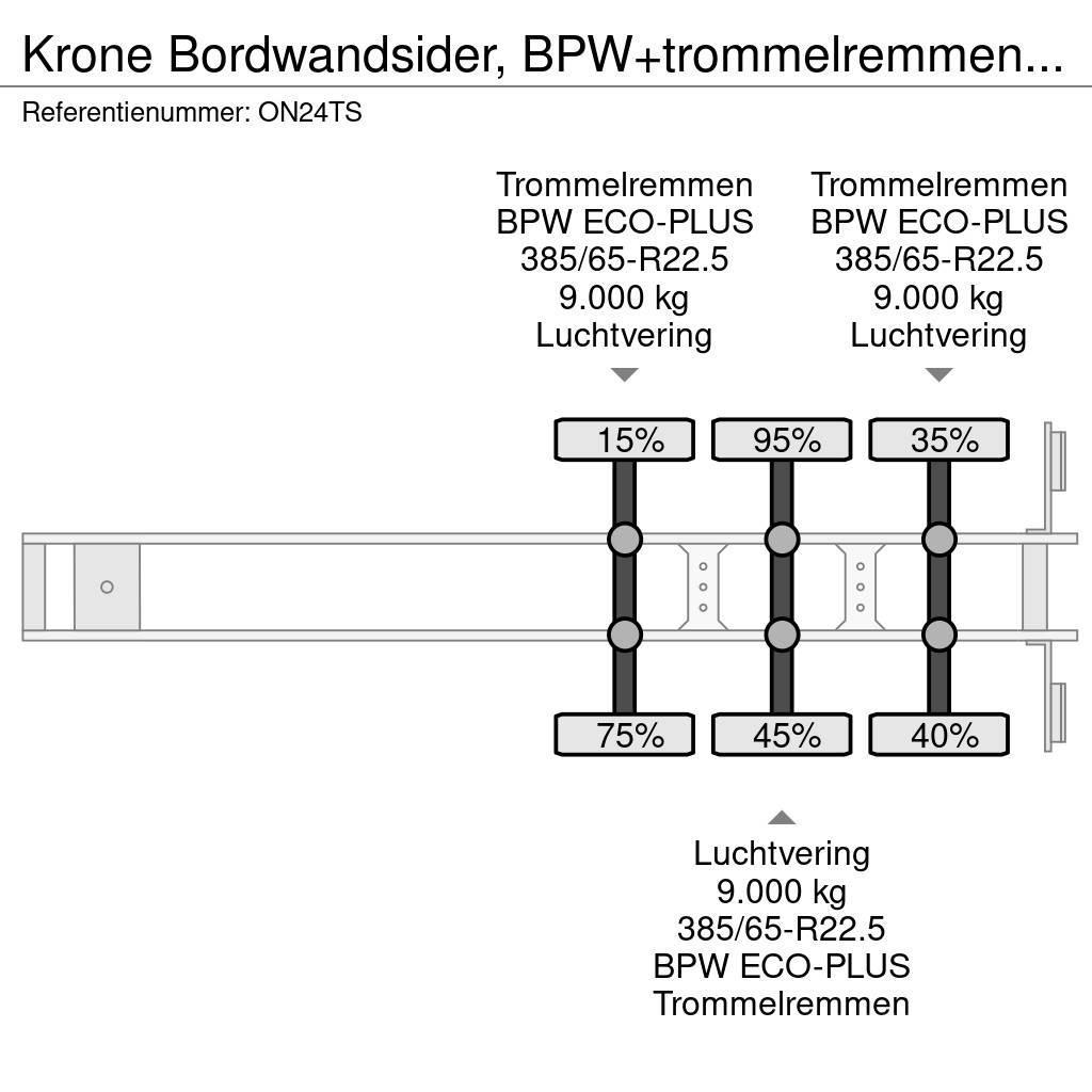 Krone Bordwandsider, BPW+trommelremmen, 2.80m binnenhoog Curtainsiderauflieger