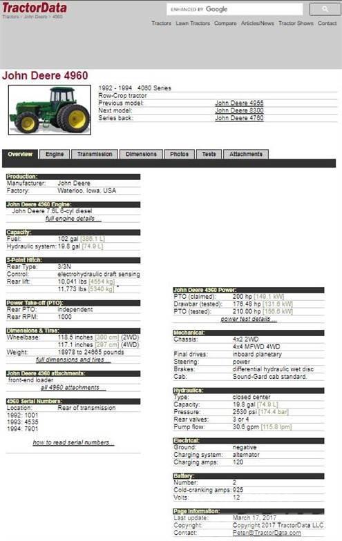John Deere 4960 Traktoren
