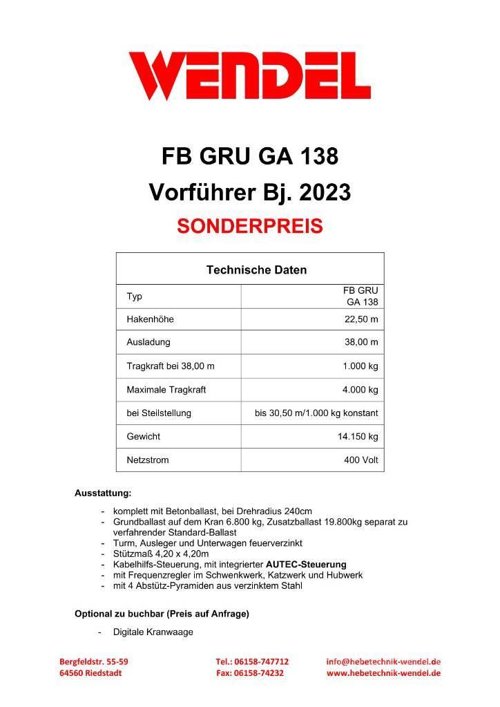 FB GRU GA 138 - Turmdrehkran - Baukran - Kran Turmdrehkrane