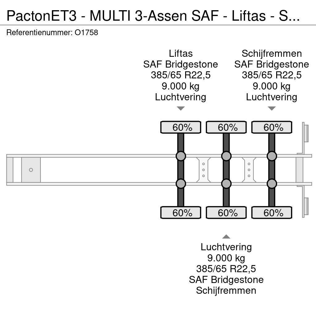 Pacton ET3 - MULTI 3-Assen SAF - Liftas - Schijfremmen - Containerauflieger