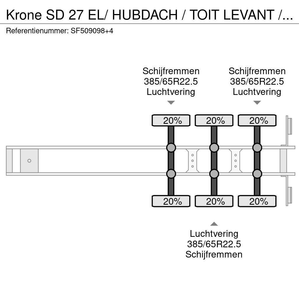 Krone SD 27 EL/ HUBDACH / TOIT LEVANT / HEFDAK / COIL / Curtainsiderauflieger