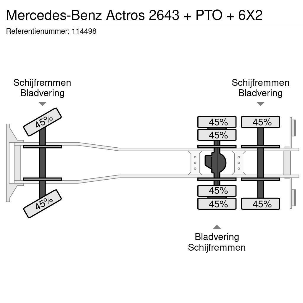Mercedes-Benz Actros 2643 + PTO + 6X2 Pritschenwagen/Pritschenwagen mit Seitenklappe