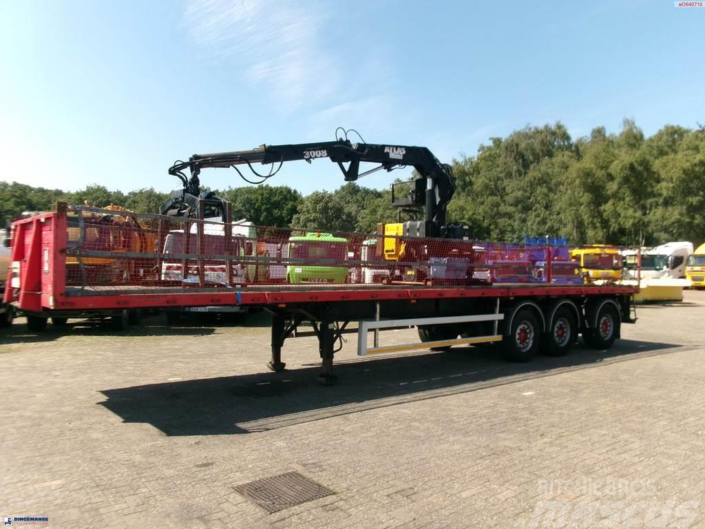 Fruehauf 3-axle platform trailer + Atlas 3008 crane Pritschenwagen/Pritschenwagen mit Seitenklappe