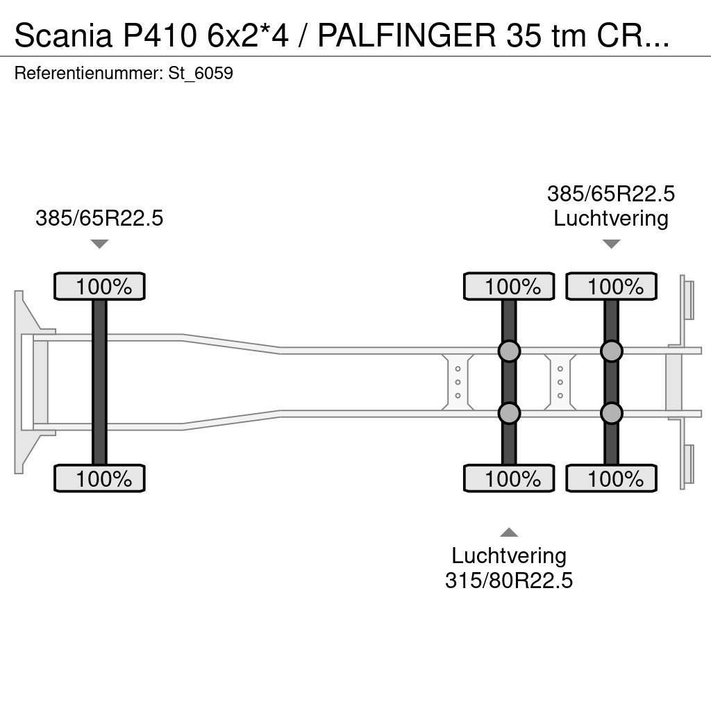 Scania P410 6x2*4 / PALFINGER 35 tm CRANE + WINCH Kranwagen
