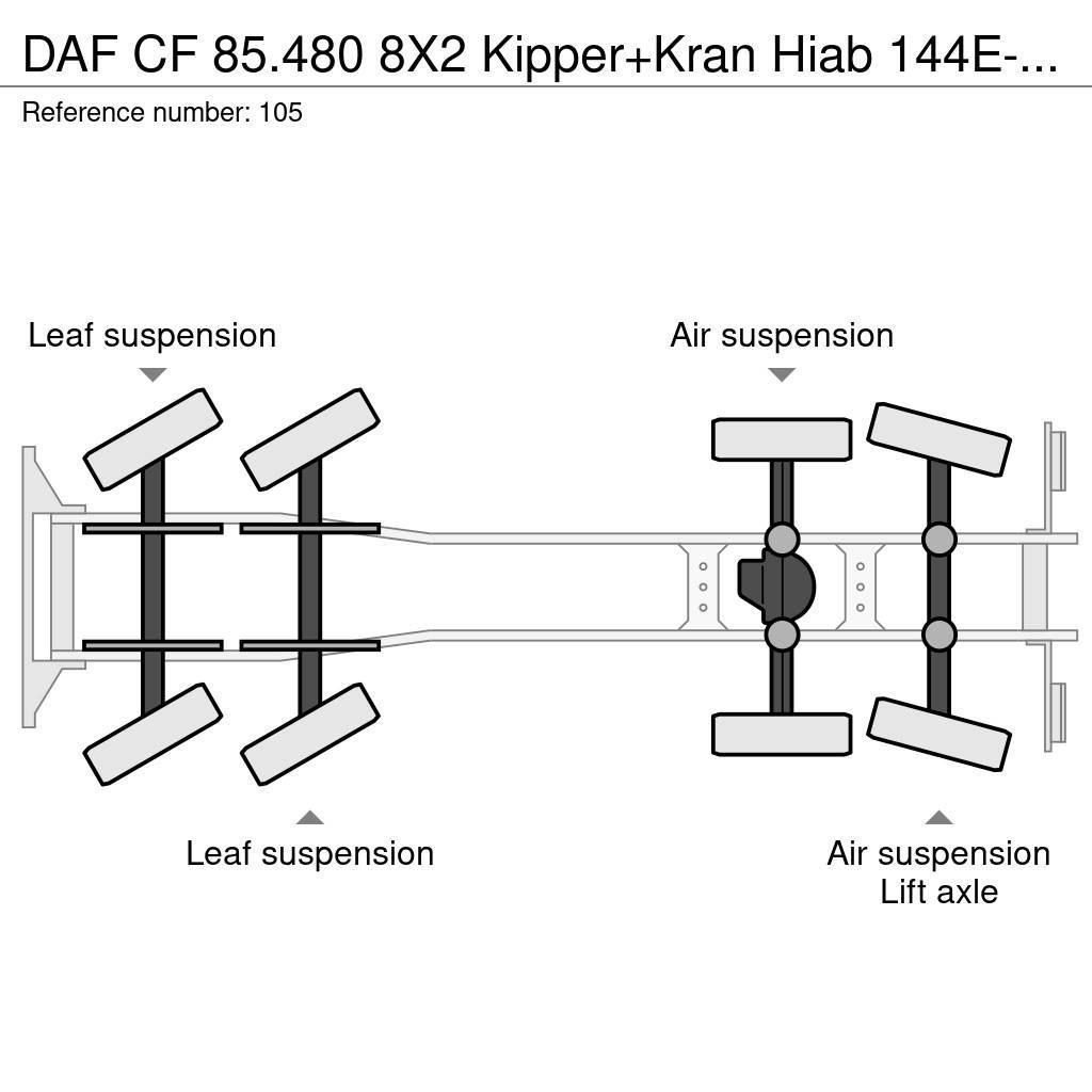 DAF CF 85.480 8X2 Kipper+Kran Hiab 144E-3 PRO Kranwagen