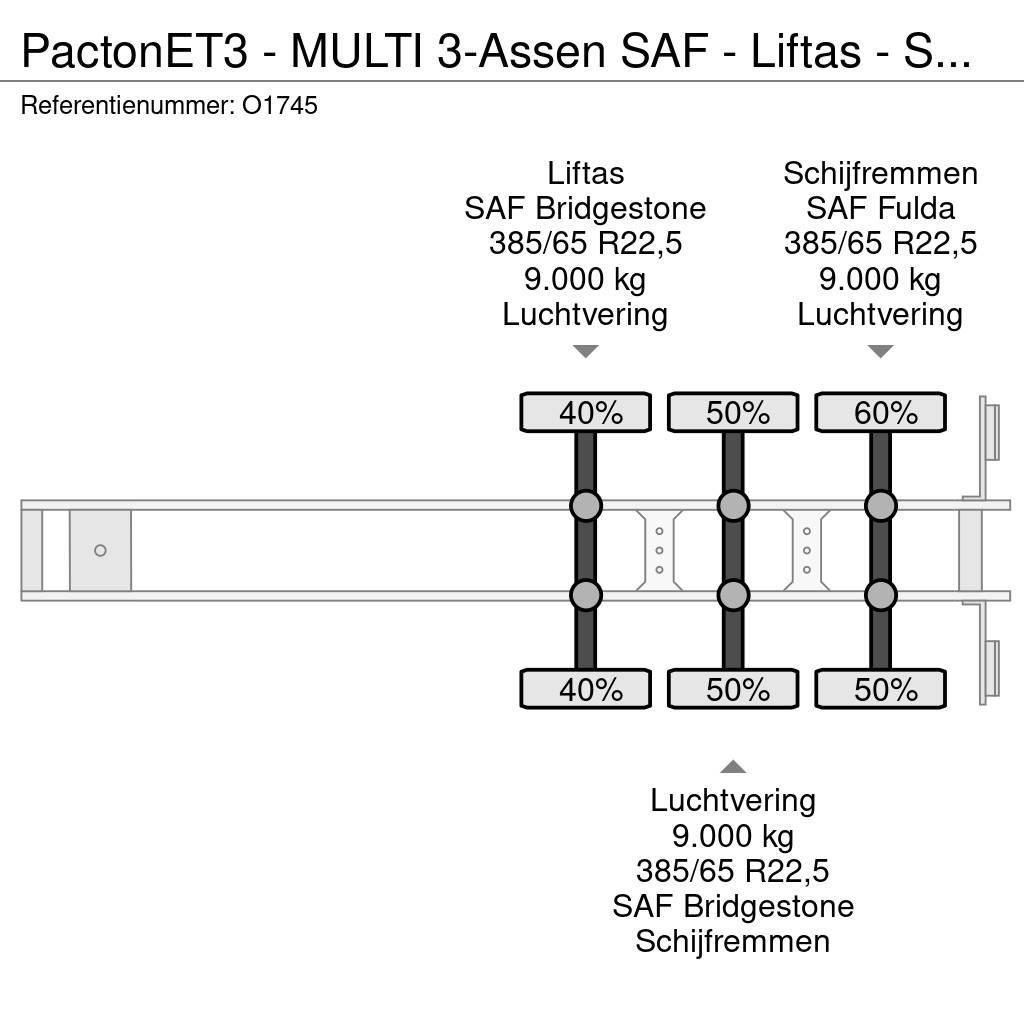 Pacton ET3 - MULTI 3-Assen SAF - Liftas - Schijfremmen - Containerauflieger