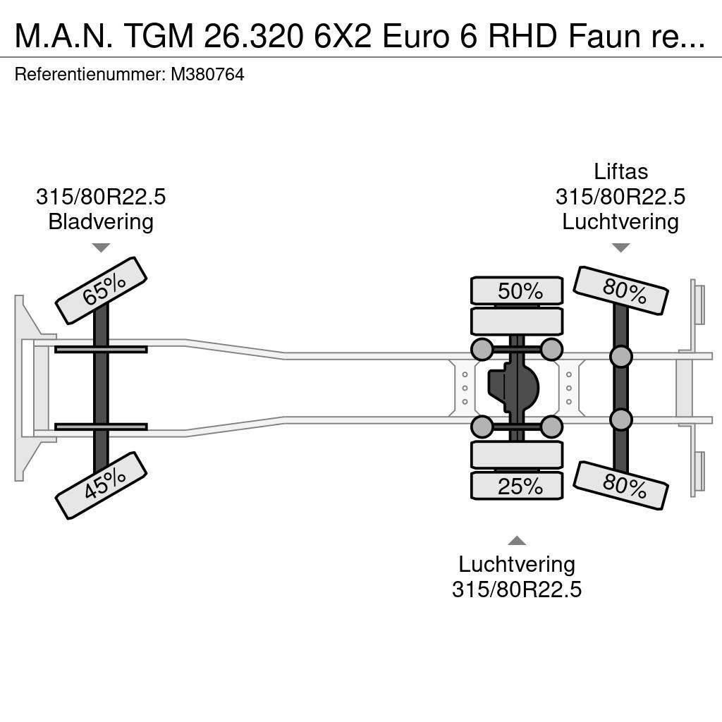 MAN TGM 26.320 6X2 Euro 6 RHD Faun refuse truck Müllwagen