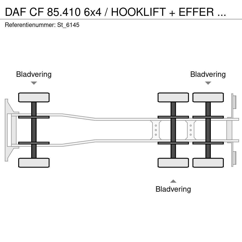 DAF CF 85.410 6x4 / HOOKLIFT + EFFER CRANE Kranwagen