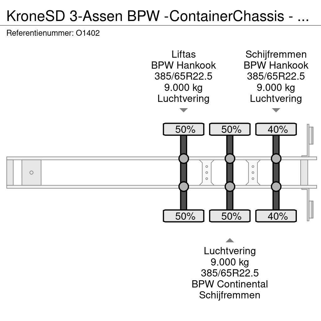Krone SD 3-Assen BPW -ContainerChassis - Achterschuiver Containerauflieger