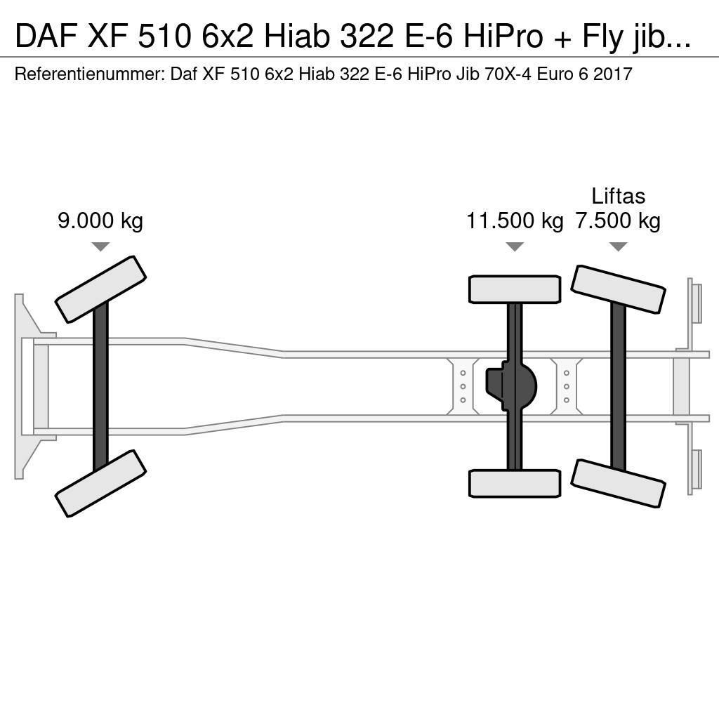 DAF XF 510 6x2 Hiab 322 E-6 HiPro + Fly jib Euro 6 All-Terrain-Krane