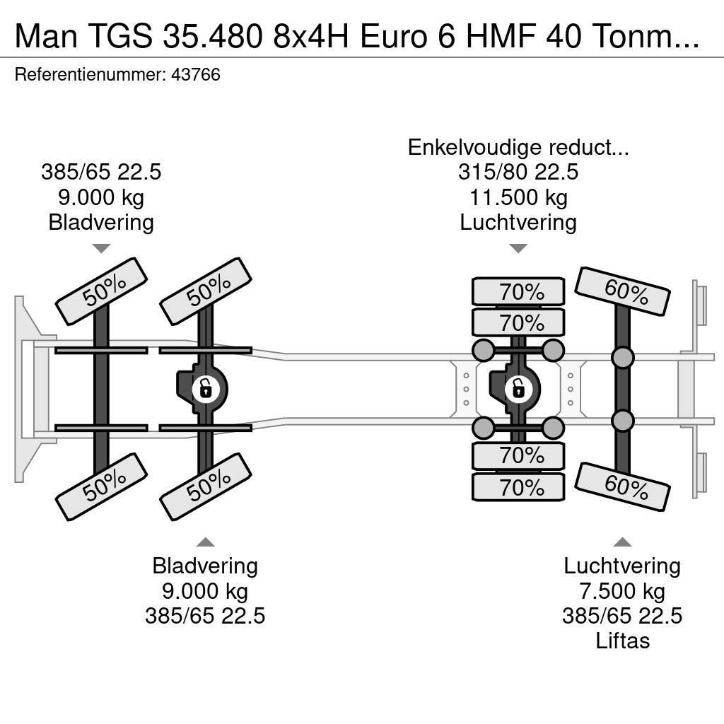MAN TGS 35.480 8x4H Euro 6 HMF 40 Tonmeter laadkraan + All-Terrain-Krane