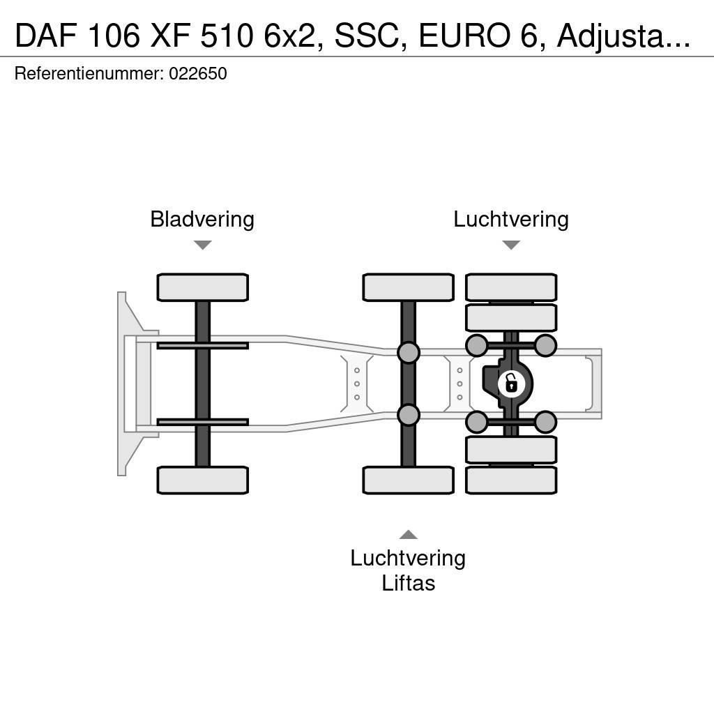 DAF 106 XF 510 6x2, SSC, EURO 6, Adjustable fifth whee Sattelzugmaschinen