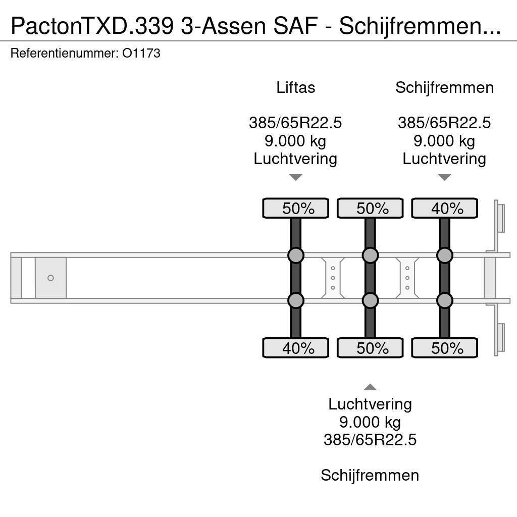 Pacton TXD.339 3-Assen SAF - Schijfremmen - Liftas - Kooi Pritschenauflieger