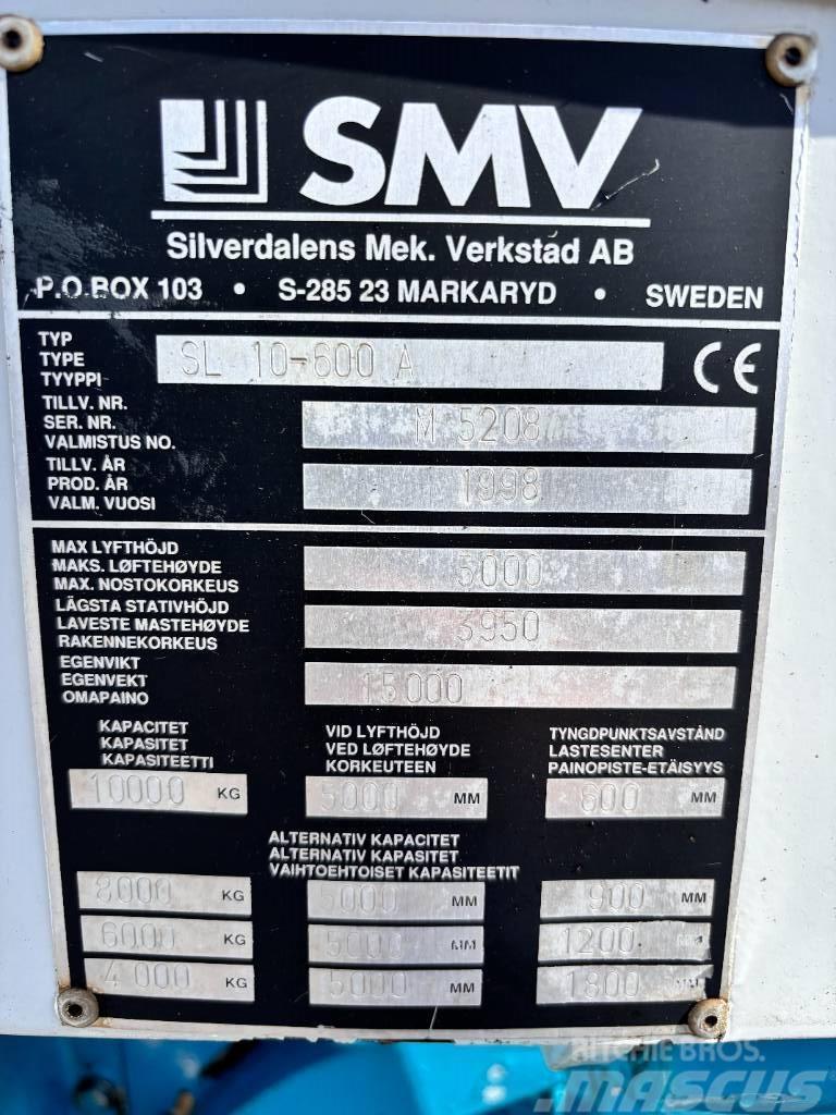 SMV SL 10-600 A + extra counterweight 12t. capacity Dieselstapler