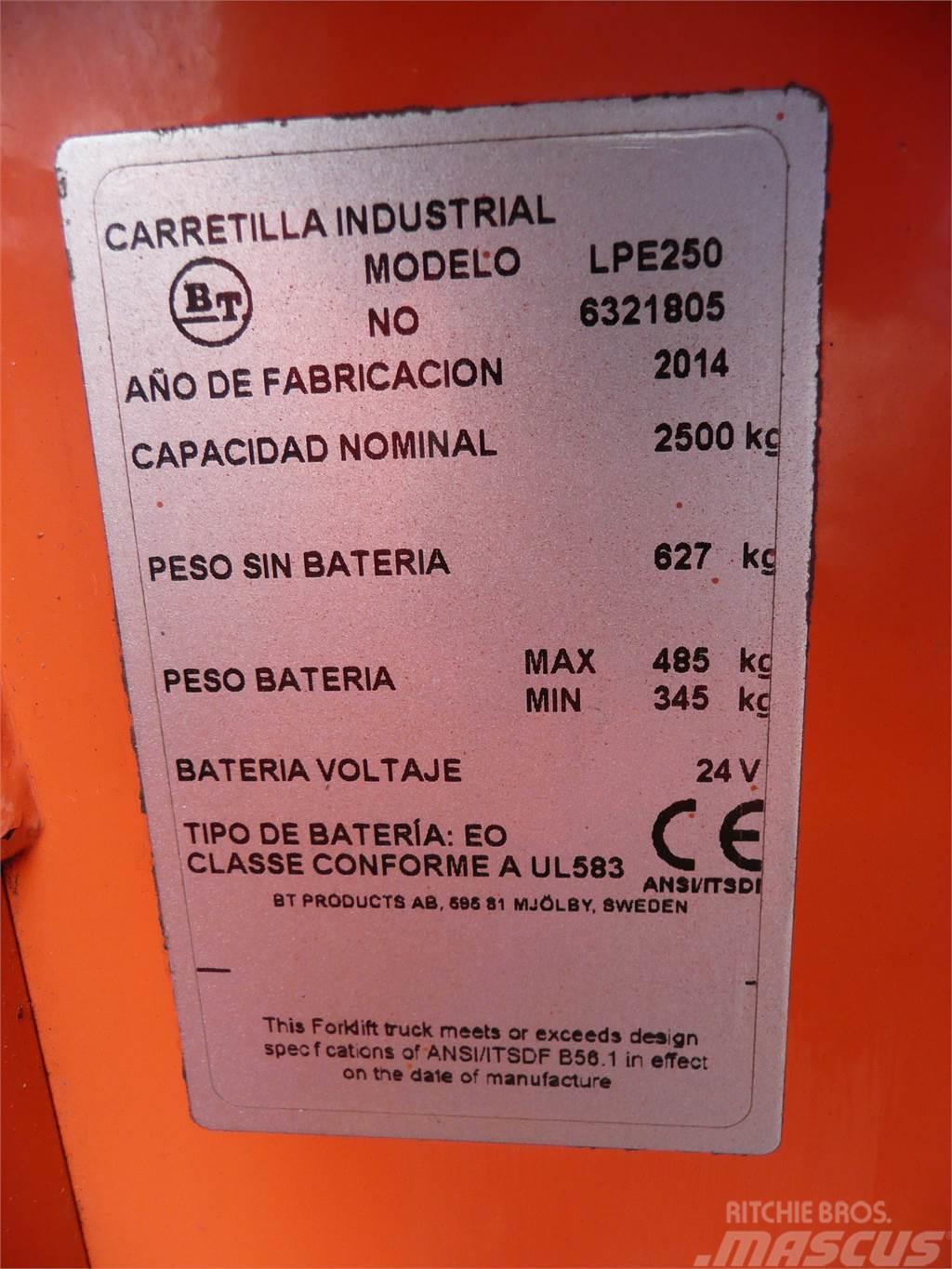 BT LPE 250 Gabelstapler mit Fahrerstand
