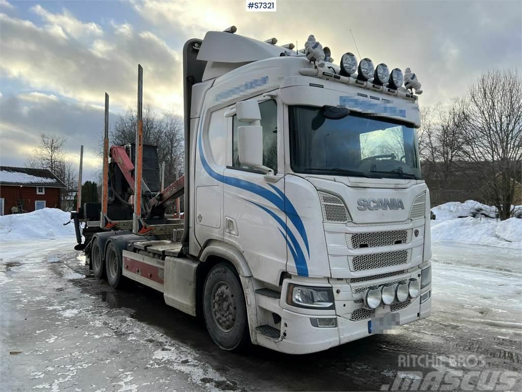 Scania R650 Timber truck with wagon and crane Holztransporter