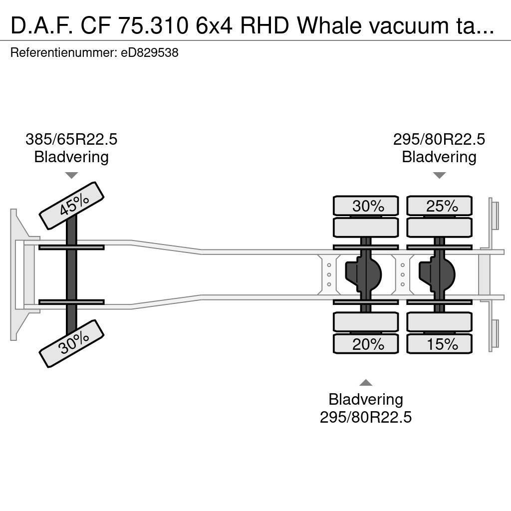 DAF CF 75.310 6x4 RHD Whale vacuum tank 11.8 m3 / 2 co Kipper