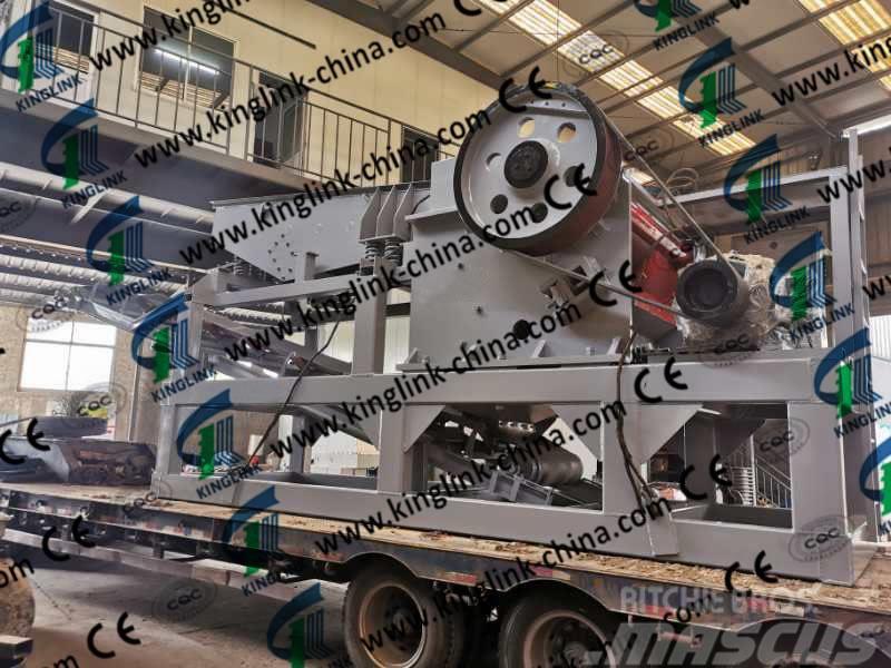 Kinglink PE600X900 Semi Mobile Quarry Jaw Crusher Plant Mobile Brecher