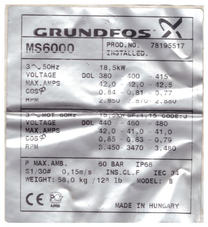 Grundfos SP60/11 - 25 HK Andere Zubehörteile