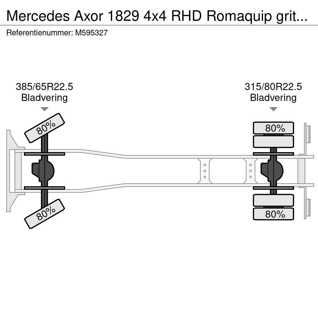 Mercedes-Benz Axor 1829 4x4 RHD Romaquip gritter / salt spreader Saug- und Druckwagen